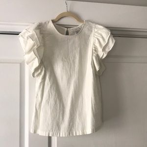 White Ruffle sleeve top